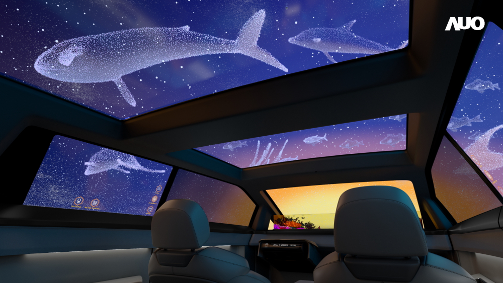 DB视讯以Smart Cockpit 2025展示一系列领先业界的Micro LED Display HMI 解决方案，其中幻境全景天幕(Vitrual Sky Canopy)是全球首度导入大尺寸、透明Micro LED 显示器于天窗的应用，带来无边际的沉浸式体验